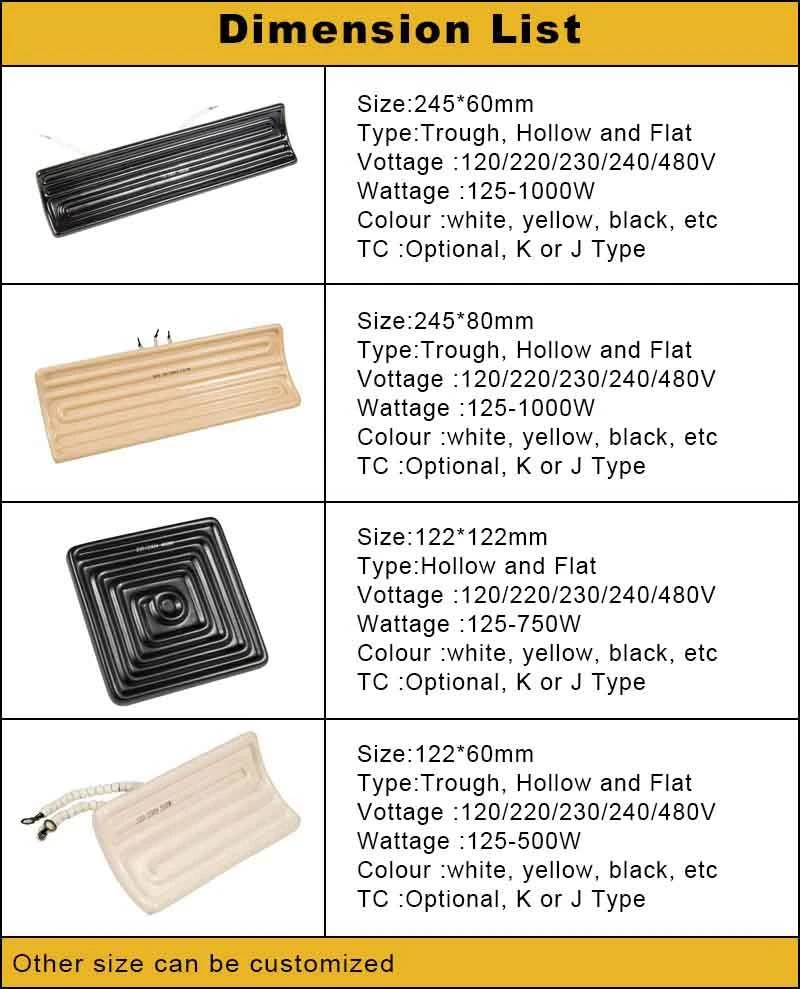 Flat Ceramic Far Infrared Heater For Steak Oven sizes Flat Ceramic Far Infrared Heater For Steak Oven sizes