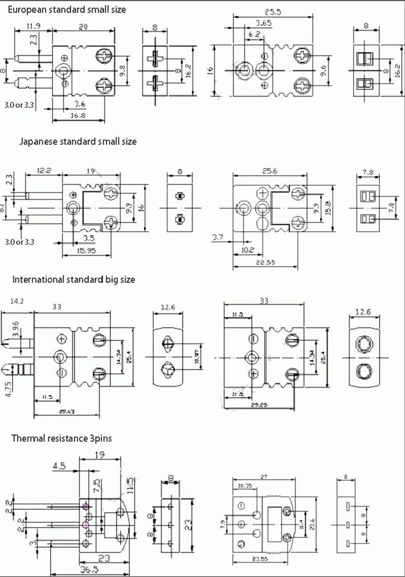 product-1-1 thermocouple connector size drawing